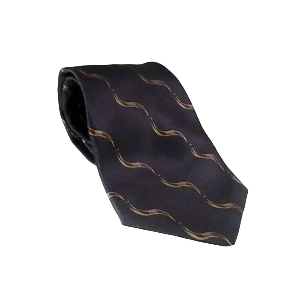 Bill Blass Black Label Silk Neck Tie Navy‎ Rust Diagonal Swirls